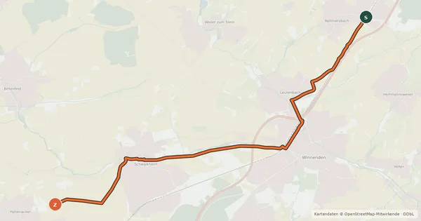 Kartenübersicht der Radroute Tour an Rems & Murr