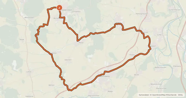 Kartenübersicht der Radroute Tour de Chattengau