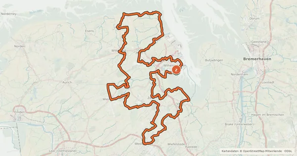 Kartenübersicht der Radroute Tour de Fries