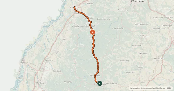 Kartenübersicht der Radroute Tour de Murg