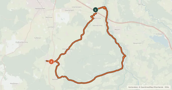 Kartenübersicht der Radroute Tour de Taubenberg