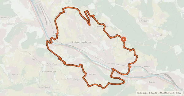 Kartenübersicht der Radroute Tour de Zwiebel