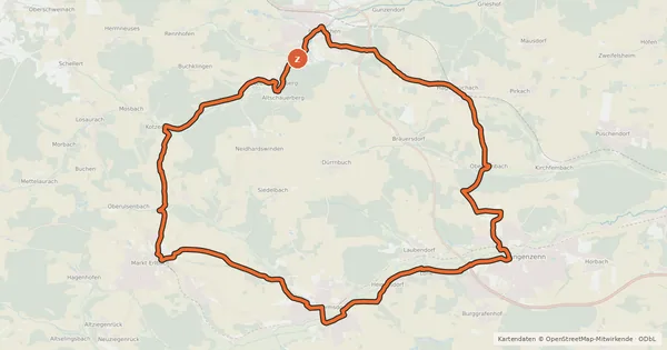 Kartenübersicht der Radroute Tour der Energie