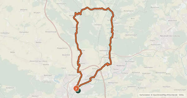 Kartenübersicht der Radroute Tour der Schlossromantik