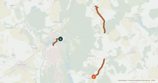 Kartenübersicht der Radroute Tour xx, Radwander Rundwege Herzogtum Lauenburg