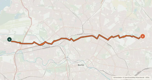 Kartenübersicht der Radroute TR2 Nordspange