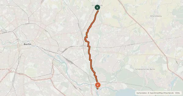 Kartenübersicht der Radroute TR7 - Hohenschönhausen-Köpenick