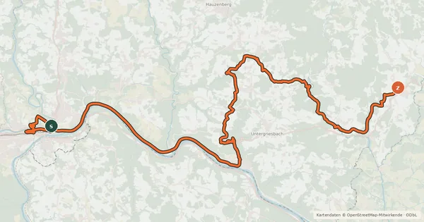 Kartenübersicht der Radroute Trans Bayerwald Nordroute Etappe 1