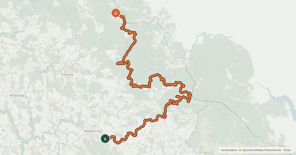 Kartenübersicht der Radroute Trans Bayerwald Nordroute Etappe 3