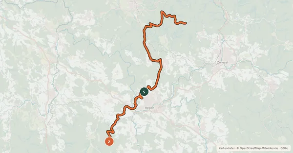 Kartenübersicht der Radroute Trans Bayerwald Quertrasse