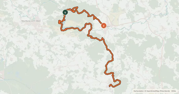 Kartenübersicht der Radroute Trans Bayerwald Südroute Etappe 2