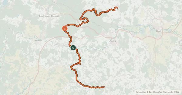 Kartenübersicht der Radroute Trans Bayerwald Südroute Etappe 3