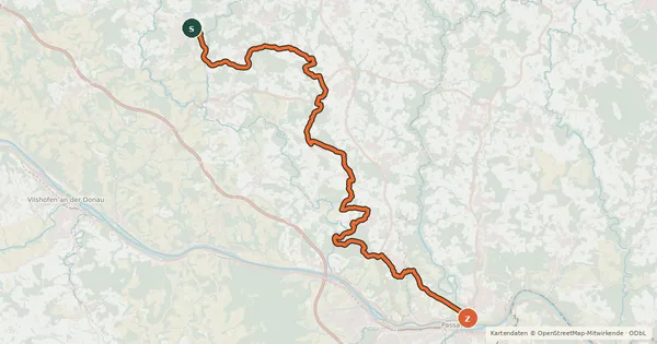 Kartenübersicht der Radroute Trans Bayerwald Südroute Etappe 7
