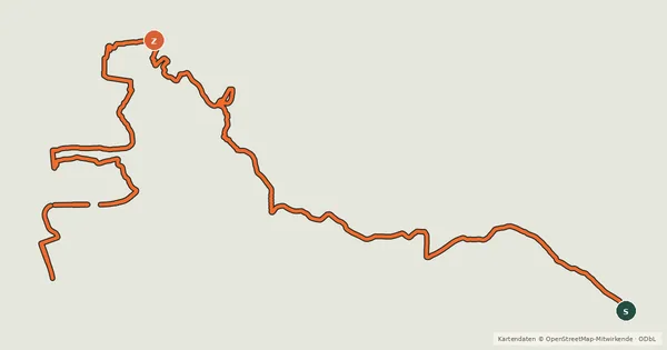Kartenübersicht der Radroute Trans Canada Trail - Cochrane