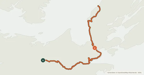 Kartenübersicht der Radroute Trans Canada Trail (Pictou to Cape Breton)