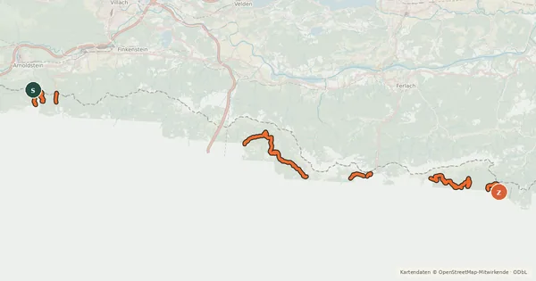 Kartenübersicht der Radroute Trans Karavanke