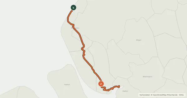 Kartenübersicht der Radroute Trans Pennine Trail