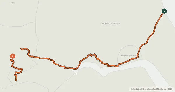 Kartenübersicht der Radroute Trans Pennine Trail