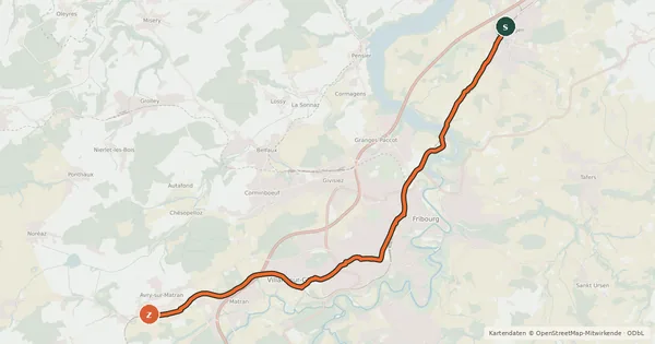 Kartenübersicht der Radroute TransAgglo