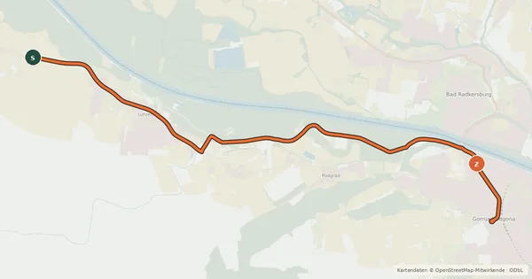 Kartenübersicht der Radroute Trate-Gornja Radgona-Hotiza-državna meja (Murska kolesarska pot)