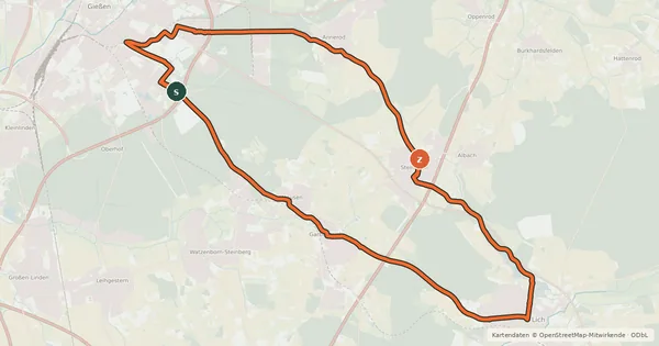 Kartenübersicht der Radroute Traumstern-Route