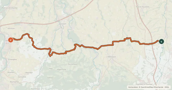 Kartenübersicht der Radroute Traunviertlerweg