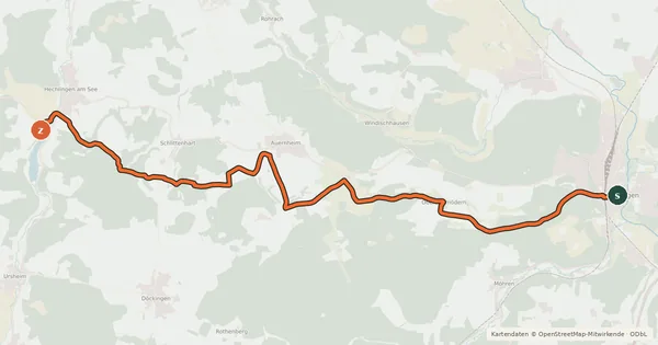 Kartenübersicht der Radroute Treuchtlingen-Hahnenkamm