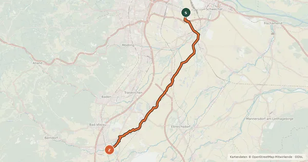 Kartenübersicht der Radroute Triestingau-Radweg