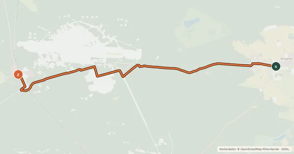 Kartenübersicht der Radroute Tropical-Islands-Radweg