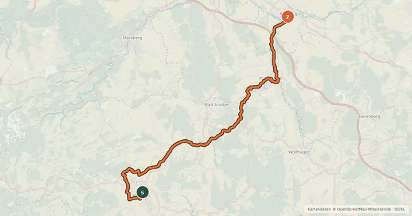 Kartenübersicht der Radroute Twiste-Radweg