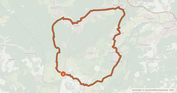 Kartenübersicht der Radroute Über die Dörfer