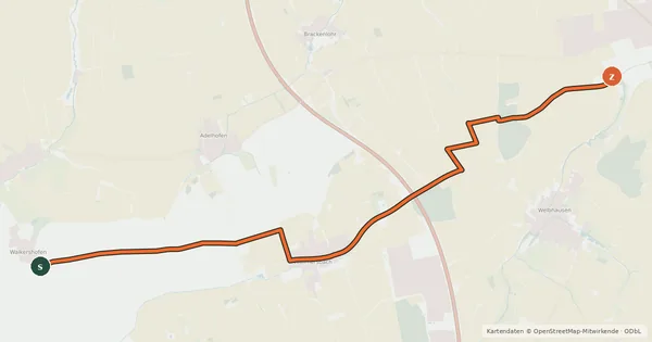 Kartenübersicht der Radroute Uffenheim - Walkershofen