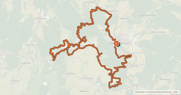 Kartenübersicht der Radroute Um das Soodener Bergland