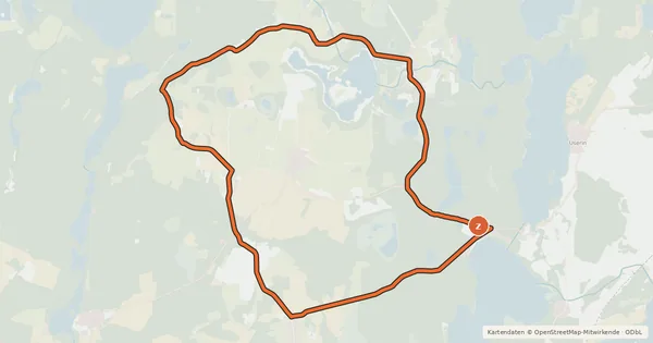 Kartenübersicht der Radroute Um den Jäthensee und durch die Zwenzower Tannen