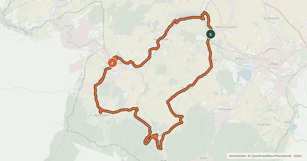 Kartenübersicht der Radroute Umgebindehausweg