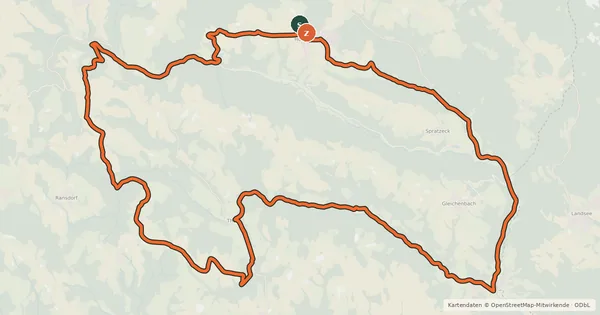 Kartenübersicht der Radroute Ums Tal der 7 Mühlen