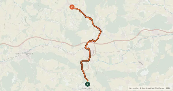 Kartenübersicht der Radroute Unstrut-Hahle-Radweg