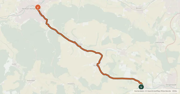 Kartenübersicht der Radroute Unstrut-Leine-Radweg