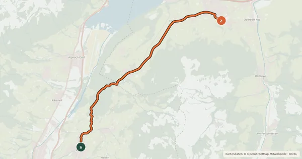 Kartenübersicht der Radroute Unterwaldenroute