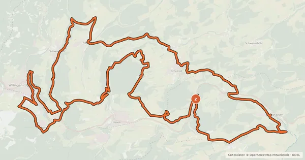 Kartenübersicht der Radroute Upland Dörfer Tour