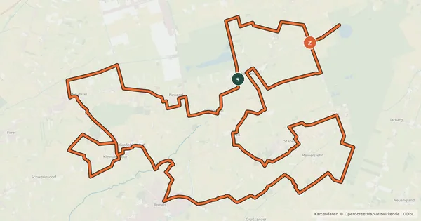 Kartenübersicht der Radroute Uplengener Radpadd Nord
