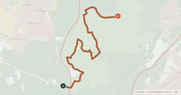 Kartenübersicht der Radroute Urwald-Radweg