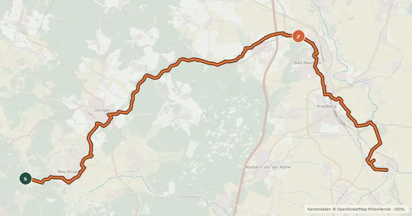 Kartenübersicht der Radroute Usatalradweg