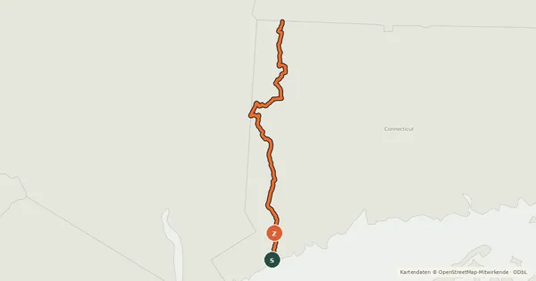 Kartenübersicht der Radroute USBR 7 (Connecticut)