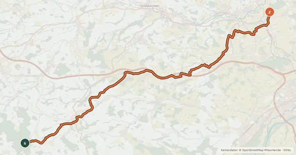 Kartenübersicht der Radroute V1, Innbachtal Radweg