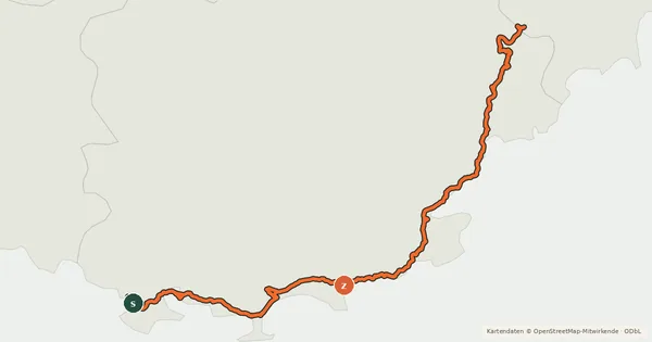 Kartenübersicht der Radroute V65 - Parcours cyclable du littoral