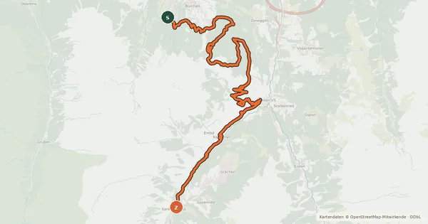 Kartenübersicht der Radroute Valais Alpine Bike - Stage 3