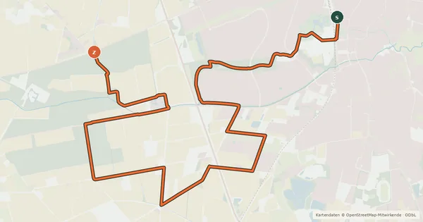 Kartenübersicht der Radroute Vechta (44) - Bakum (52)