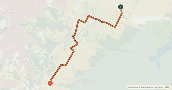Kartenübersicht der Radroute Vechta (51) - Vechta (64)