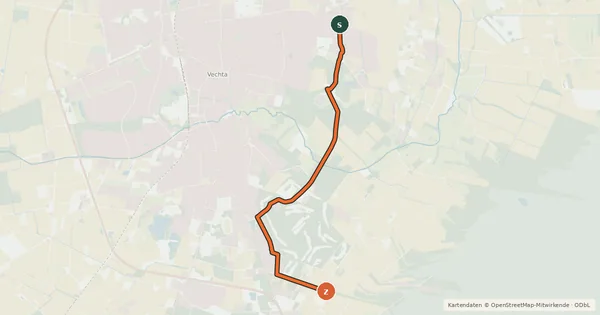 Kartenübersicht der Radroute Vechta (56) - Vechta (64)